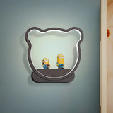 Nordic Style Led Wall Lamp In Black/Gold For Kids Bedside With Iron Bear/Crown Frame Black / Bear