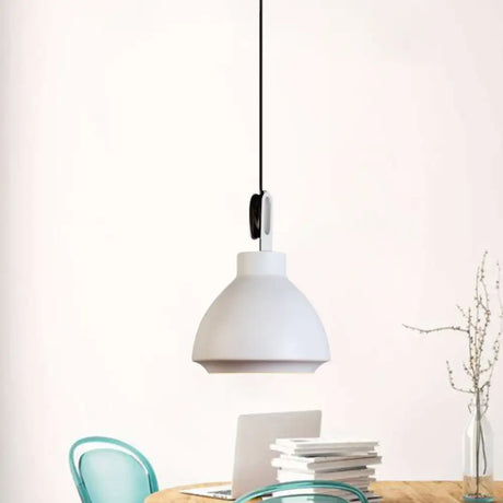 Nordic Style Metal Ceiling Pendant Light With Dome Shade For Living Room - Black/Grey White