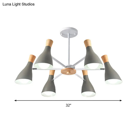 Nordic Style Metal Chandelier With 6 Lights For Girls Bedroom Or Cloth Shop