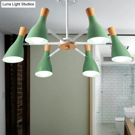 Nordic Style Metal Chandelier With 6 Lights For Girls Bedroom Or Cloth Shop