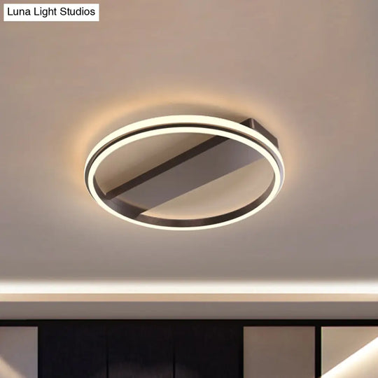 Nordic Style Metal Ringed Led Flush Ceiling Light - Gold/Coffee Finish 16.5’/20.5’ Width Coffee