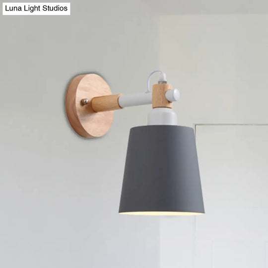 Nordic Style Metal Wall Sconce Nursing Room Bucket Lamp Grey