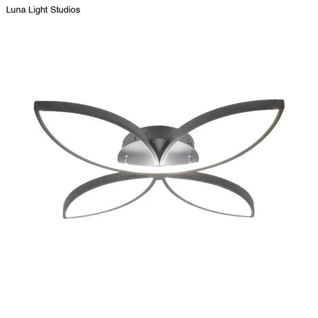 Nordic Style Metallic Butterfly Semi Flush Led Ceiling Fixture In Warm/White Light - 23’/29’