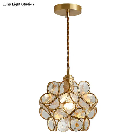 Nordic Style Metallic Pendant Ceiling Light - 1 Flower Hanging Down Lighting For Restaurants