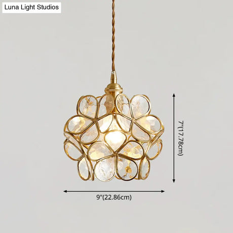 Nordic Style Metallic Pendant Ceiling Light - 1 Flower Hanging Down Lighting For Restaurants