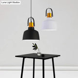 Nordic Style Metallic Pendant Ceiling Light With Bowl Shade And 1-Light Suspension