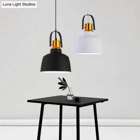 Nordic Style Metallic Pendant Ceiling Light With Bowl Shade And 1-Light Suspension