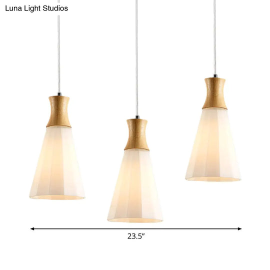 Nordic Style Hanging Light In White For Cloth Shop Restaurant - Milk Glass Coolie Suspension