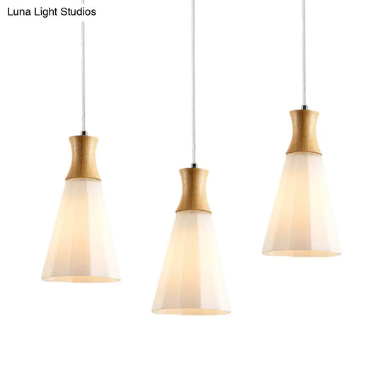 Nordic Style Hanging Light In White For Cloth Shop Restaurant - Milk Glass Coolie Suspension