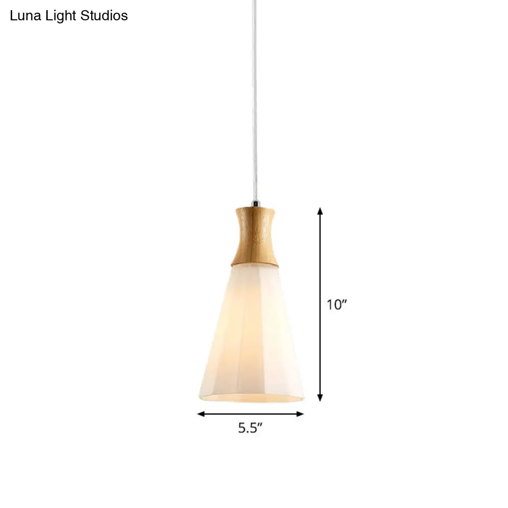 Nordic Style Hanging Light In White For Cloth Shop Restaurant - Milk Glass Coolie Suspension