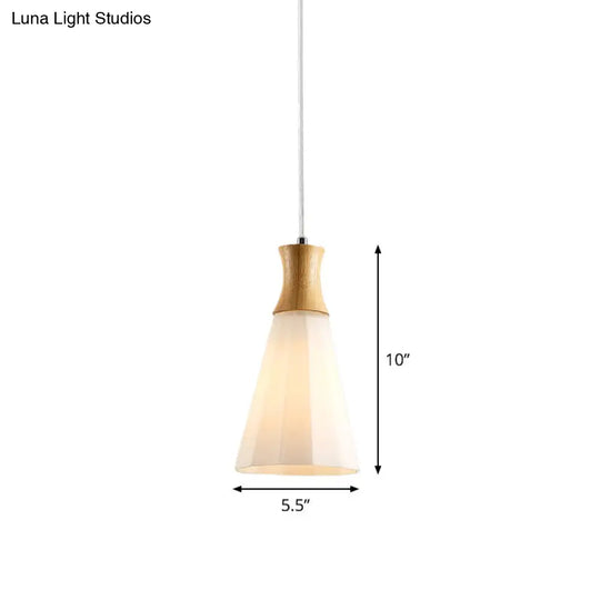 Nordic Style Hanging Light In White For Cloth Shop Restaurant - Milk Glass Coolie Suspension