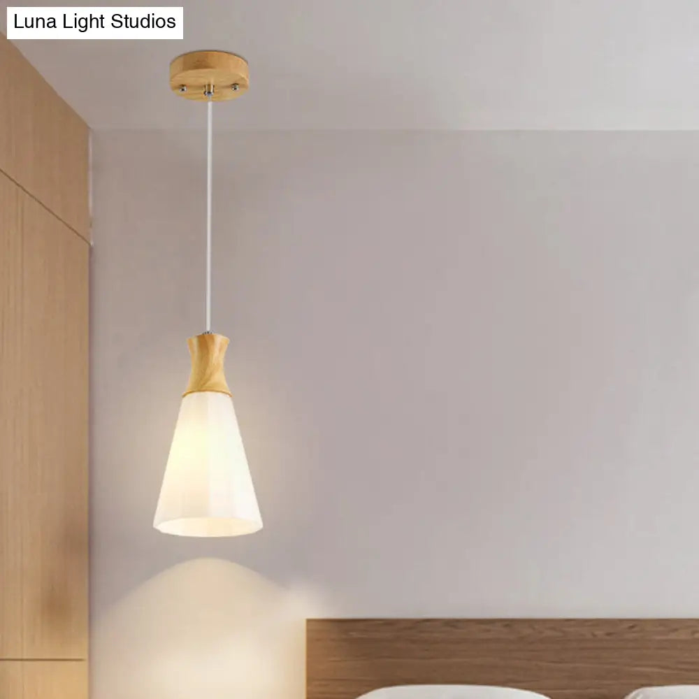 Nordic Style Hanging Light In White For Cloth Shop Restaurant - Milk Glass Coolie Suspension