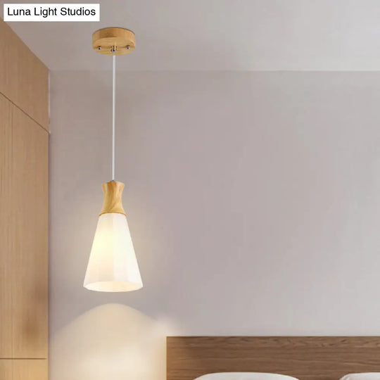 Nordic Style Hanging Light In White For Cloth Shop Restaurant - Milk Glass Coolie Suspension