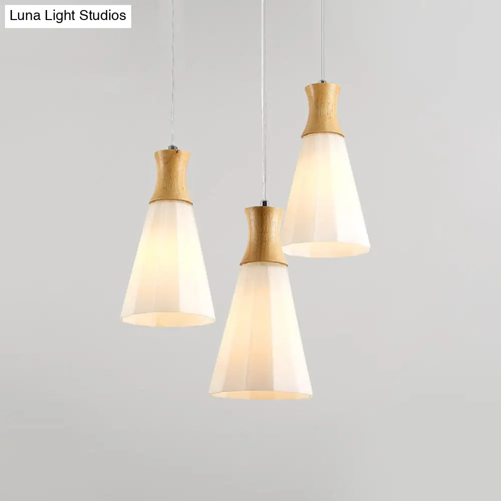 Nordic Style Hanging Light In White For Cloth Shop Restaurant - Milk Glass Coolie Suspension