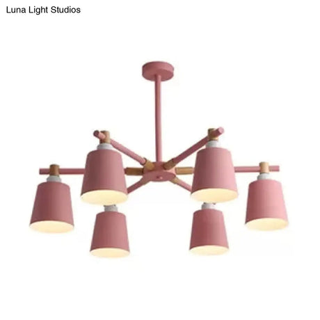 Nordic Style Multi-Head Chandelier For Game Room - Bucket Design With Metal Suspension Light