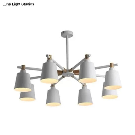 Nordic Style Multi-Head Chandelier For Game Room - Bucket Design With Metal Suspension Light