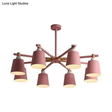 Nordic Style Multi-Head Chandelier For Game Room - Bucket Design With Metal Suspension Light