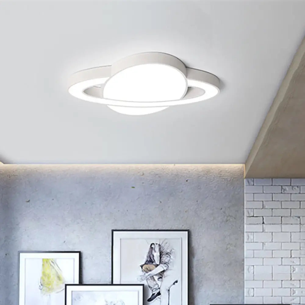 Nordic Style Planet Shaped Led Ceiling Light For Kid’s Bedroom - White/Pink/Yellow/Blue White