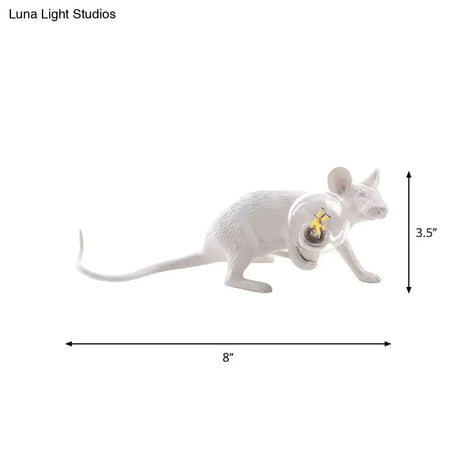 Nordic Style Resin Mouse Table Lamp With White Finish - 1 Head Restaurant Desk Lighting