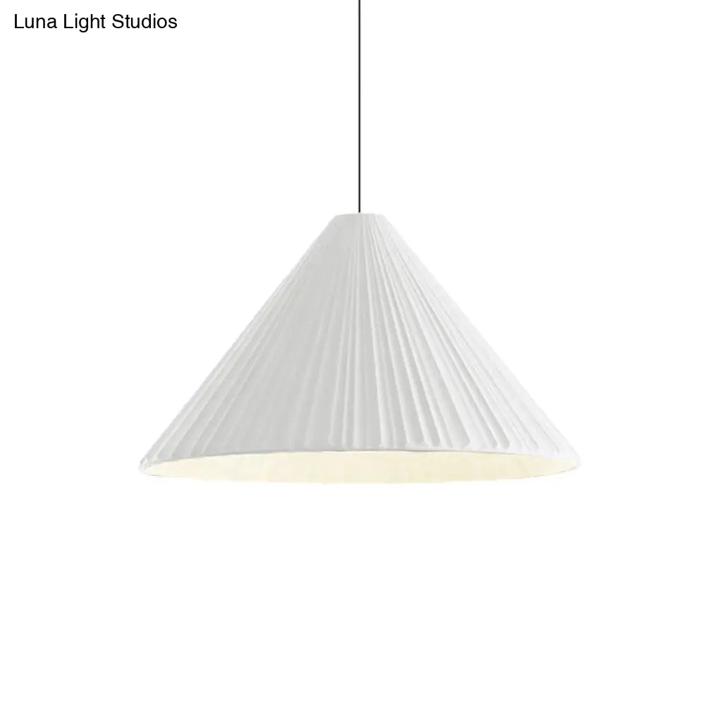 Nordic Style Ribbed Cone Pendant Light - White/Pink/Blue 1 Multiple Sizes Living Room Hanging Lamp