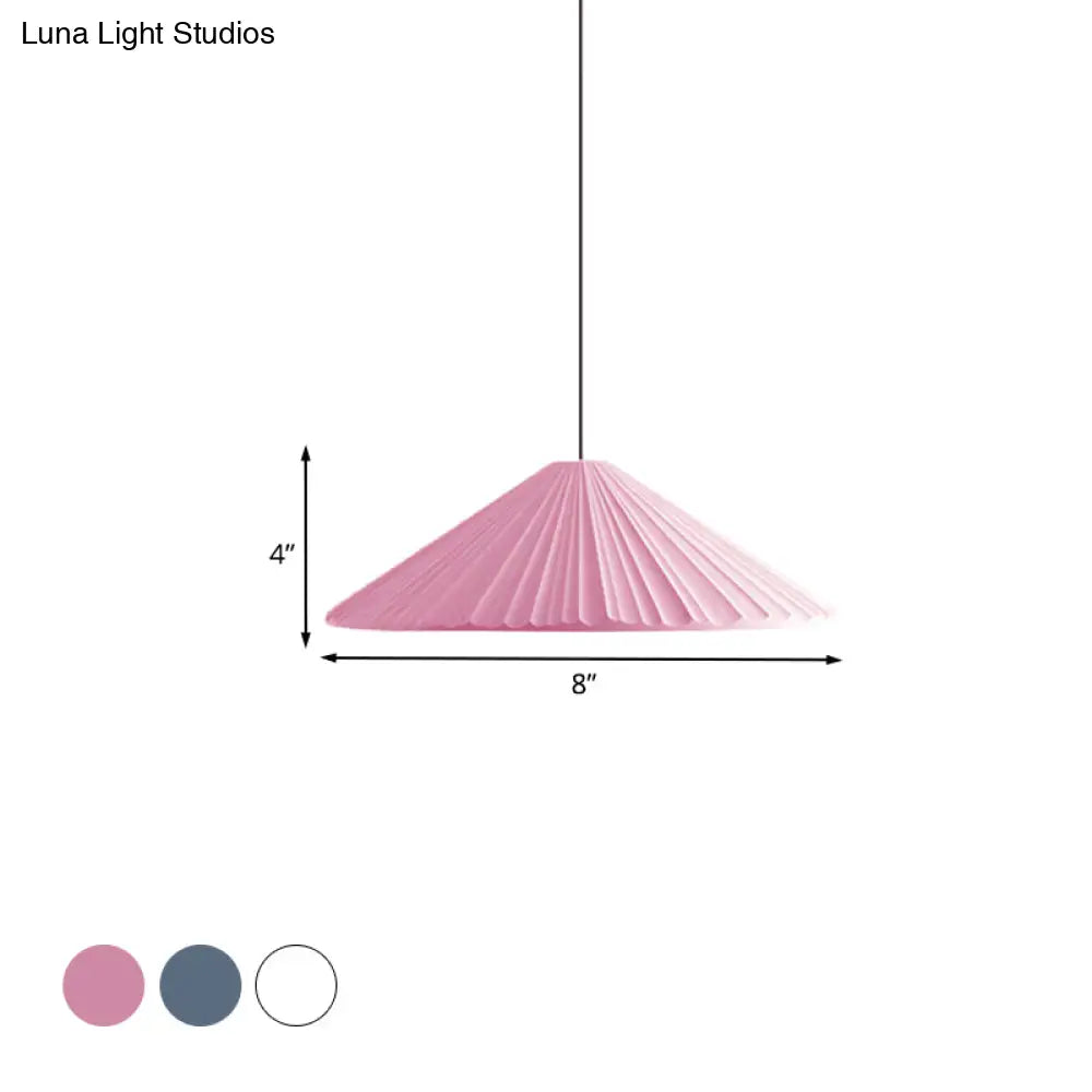 Nordic Style Ribbed Cone Pendant Light - White/Pink/Blue 1 Multiple Sizes Living Room Hanging Lamp