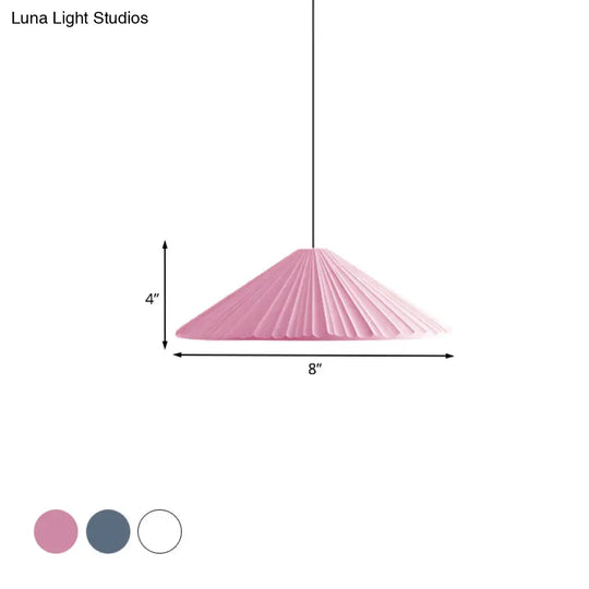 Nordic Style Ribbed Cone Pendant Light - White/Pink/Blue 1 Multiple Sizes Living Room Hanging Lamp