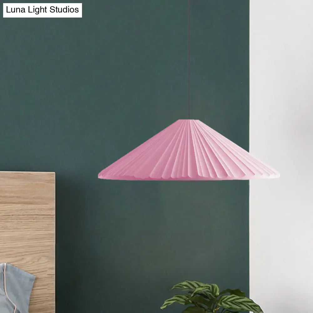 Nordic Style Ribbed Cone Pendant Light - White/Pink/Blue 1 Multiple Sizes Living Room Hanging Lamp