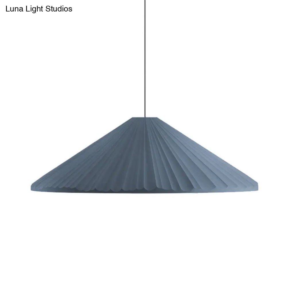 Nordic Style Ribbed Cone Pendant Light - White/Pink/Blue 1 Multiple Sizes Living Room Hanging Lamp