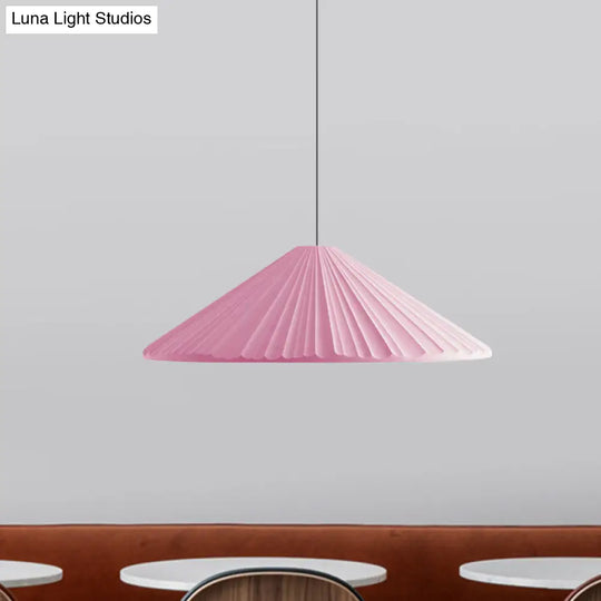 Nordic Style Ribbed Cone Pendant Light - White/Pink/Blue 1 Multiple Sizes Living Room Hanging Lamp