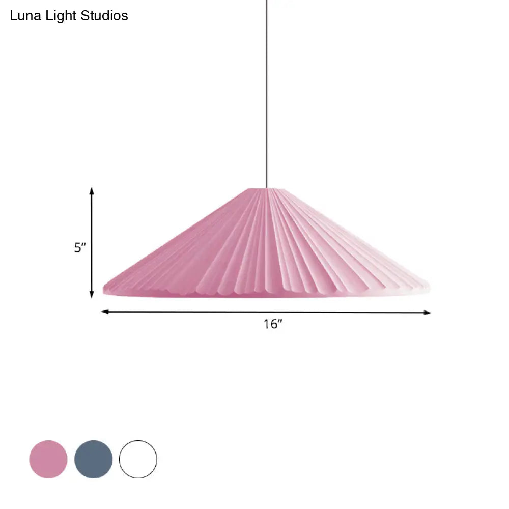 Nordic Style Ribbed Cone Pendant Light - White/Pink/Blue 1 Multiple Sizes Living Room Hanging Lamp