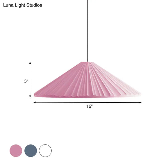 Nordic Style Ribbed Cone Pendant Light - White/Pink/Blue 1 Multiple Sizes Living Room Hanging Lamp