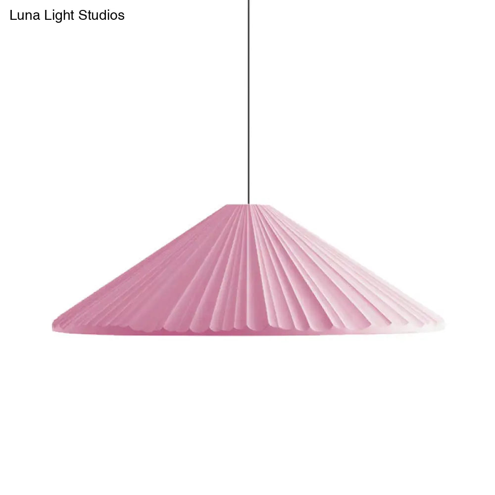 Nordic Style Ribbed Cone Pendant Light - White/Pink/Blue 1 Multiple Sizes Living Room Hanging Lamp