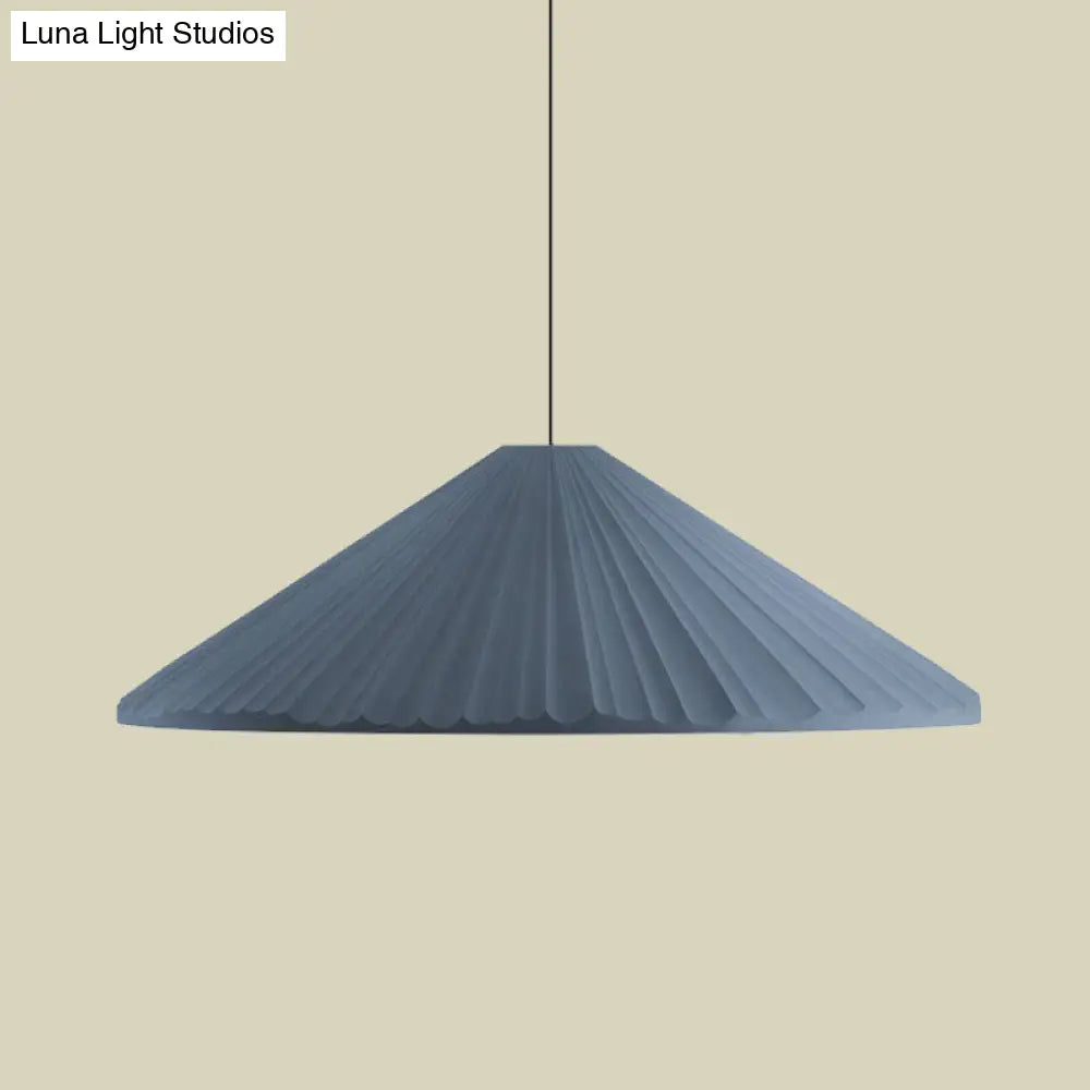 Nordic Style Ribbed Cone Pendant Light - White/Pink/Blue 1 Multiple Sizes Living Room Hanging Lamp