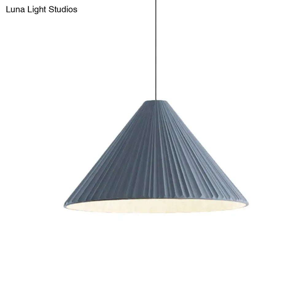 Nordic Style Ribbed Cone Pendant Light - White/Pink/Blue 1 Multiple Sizes Living Room Hanging Lamp