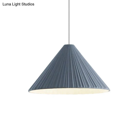 Nordic Style Ribbed Cone Pendant Light - White/Pink/Blue 1 Multiple Sizes Living Room Hanging Lamp