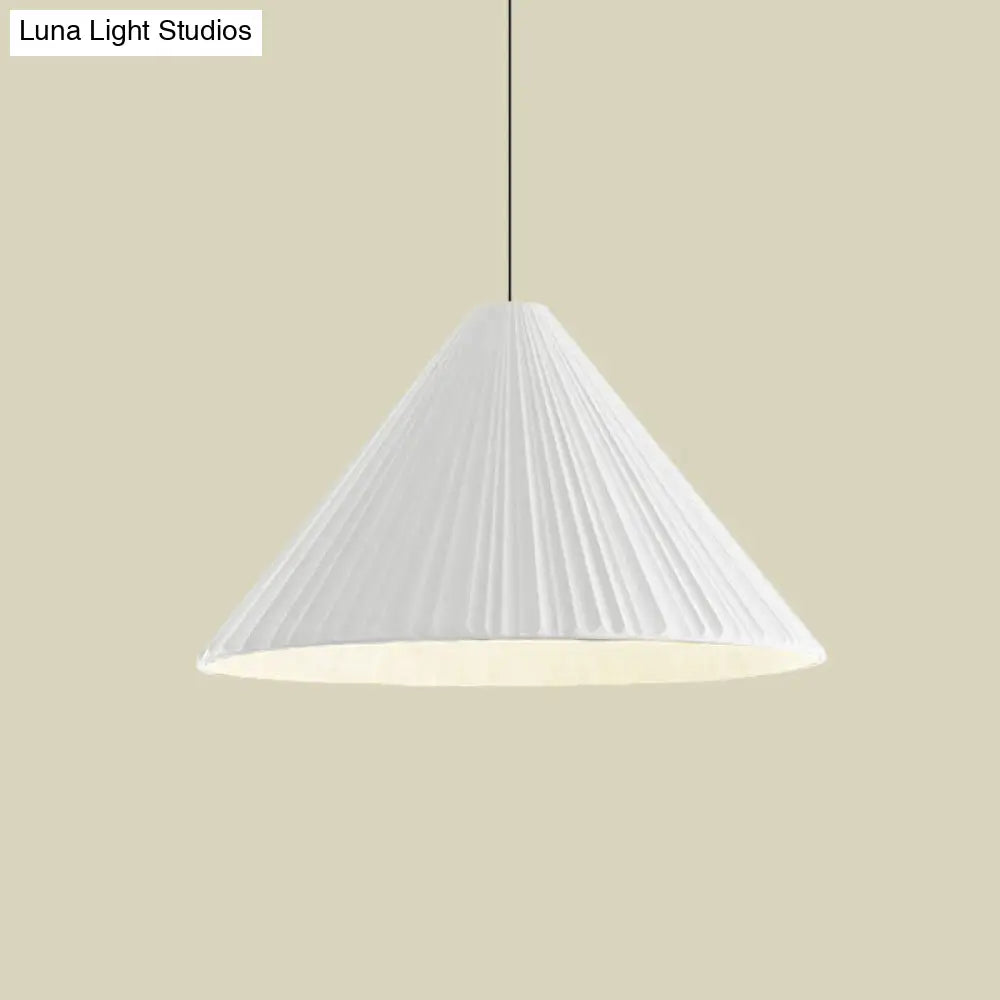Nordic Style Ribbed Cone Pendant Light - White/Pink/Blue 1 Multiple Sizes Living Room Hanging Lamp