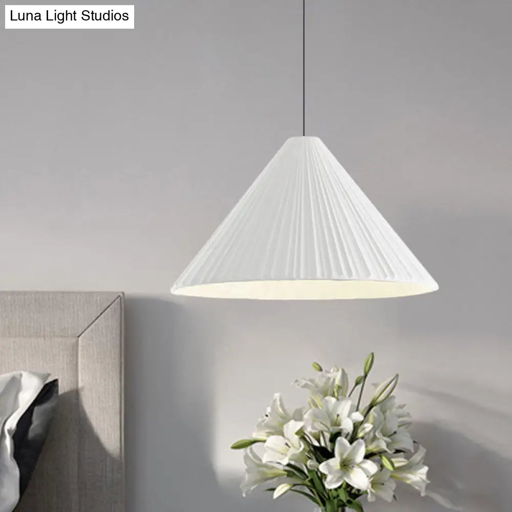 Nordic Style Ribbed Cone Pendant Light - White/Pink/Blue 1 Multiple Sizes Living Room Hanging Lamp