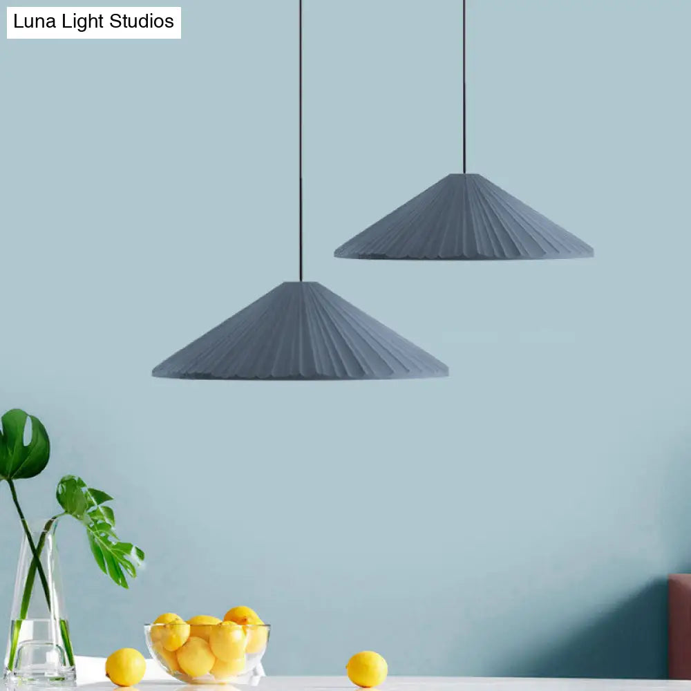 Nordic Style Ribbed Cone Pendant Light - White/Pink/Blue 1 Multiple Sizes Living Room Hanging Lamp