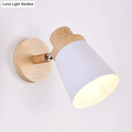 Nordic Style Rotatable Wall Lamp For Baby Room With Coolie Shade And Metal Base