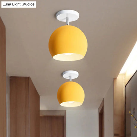 Nordic Style Round Ceiling Flush Mount Light With Metal Aisle Close To Lighting