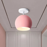 Nordic Style Round Ceiling Flush Mount Light With Metal Aisle Close To Lighting Pink