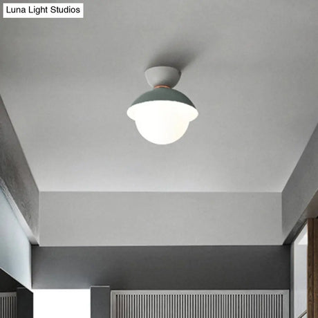 Nordic-Style Round Flush Mount Metal Ceiling Light