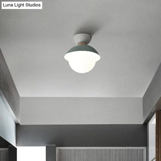Nordic-Style Round Flush Mount Metal Ceiling Light