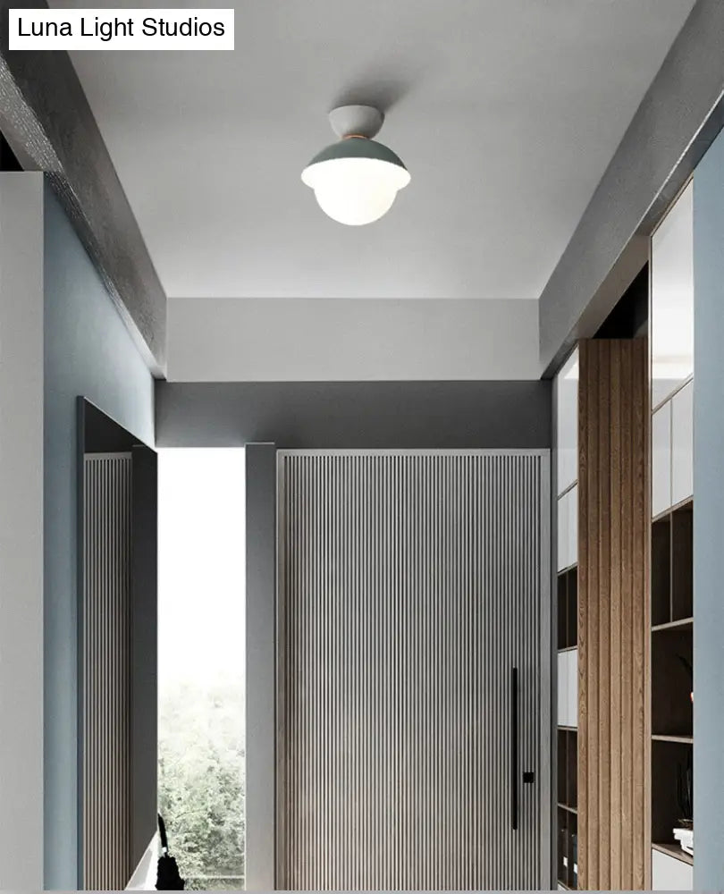 Nordic-Style Round Flush Mount Metal Ceiling Light
