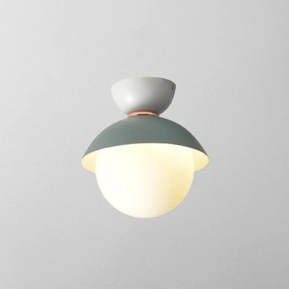 Nordic-Style Round Flush Mount Metal Ceiling Light Blue