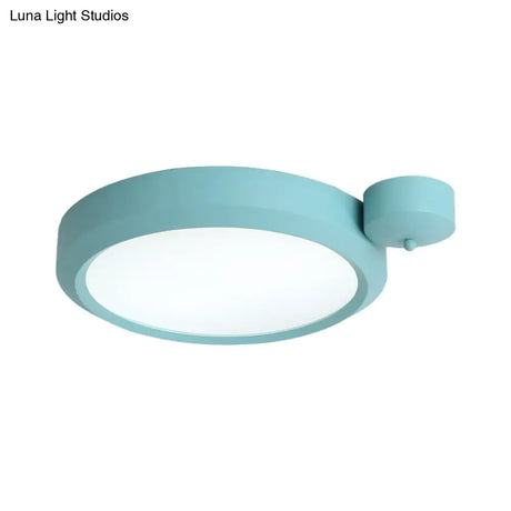 Nordic Style Round Flushmount Led Ceiling Light In Blue/Red/Yellow With Metal Finish - Available