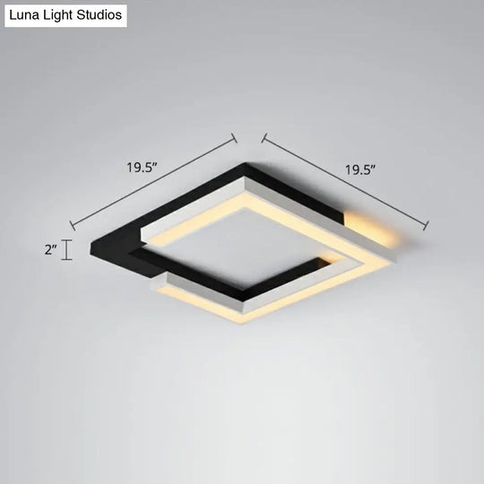 Nordic Style Square Acrylic Led Ceiling Lamp - Minimalist Black And White Flush Mount Lighting For