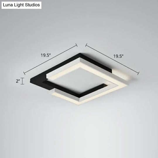 Nordic Style Square Acrylic Led Ceiling Lamp - Minimalist Black And White Flush Mount Lighting For