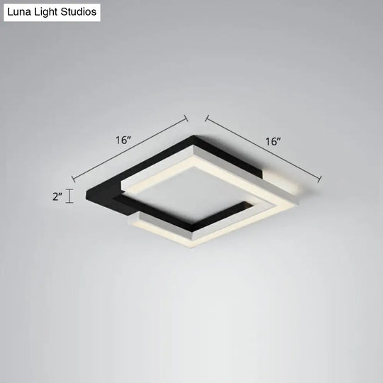 Nordic Style Square Acrylic Led Ceiling Lamp - Minimalist Black And White Flush Mount Lighting For