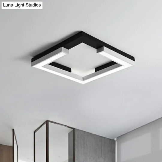 Nordic Style Square Acrylic Led Ceiling Lamp - Minimalist Black And White Flush Mount Lighting For